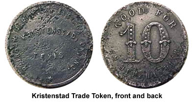 Front and back of a silver token