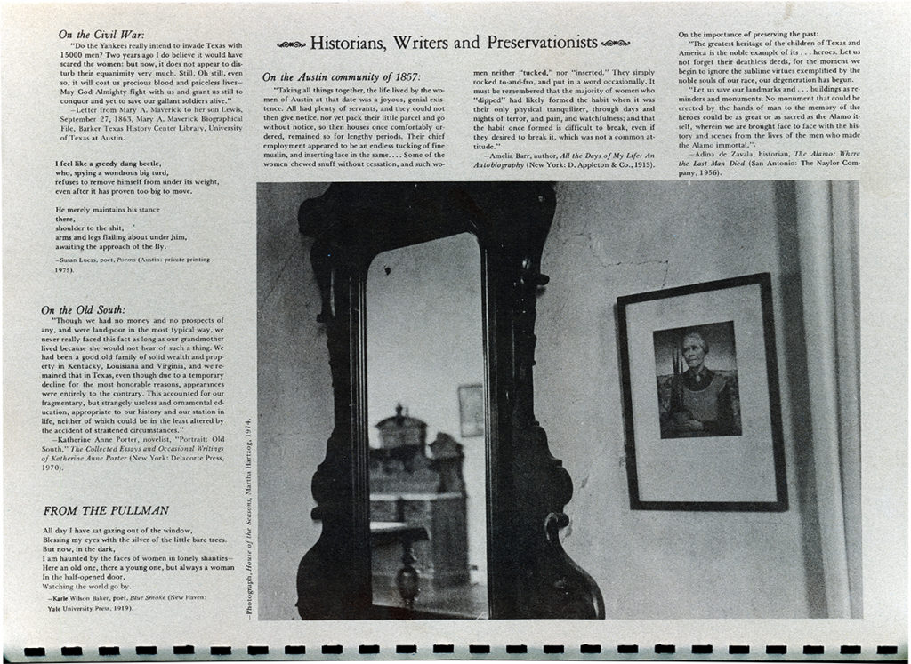 Newspaper article with a mirror and a picture of a woman next to it
